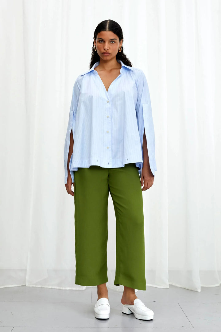 Fracture Shirt, blue cotton a-line shirt