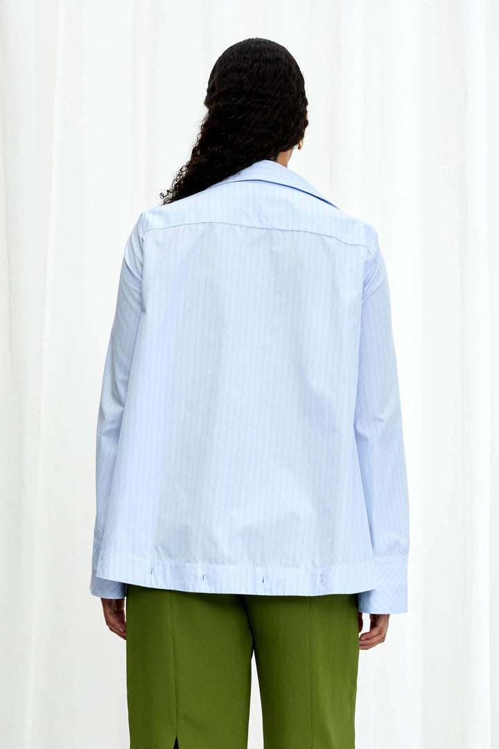 Fracture Shirt, blue cotton a-line shirt