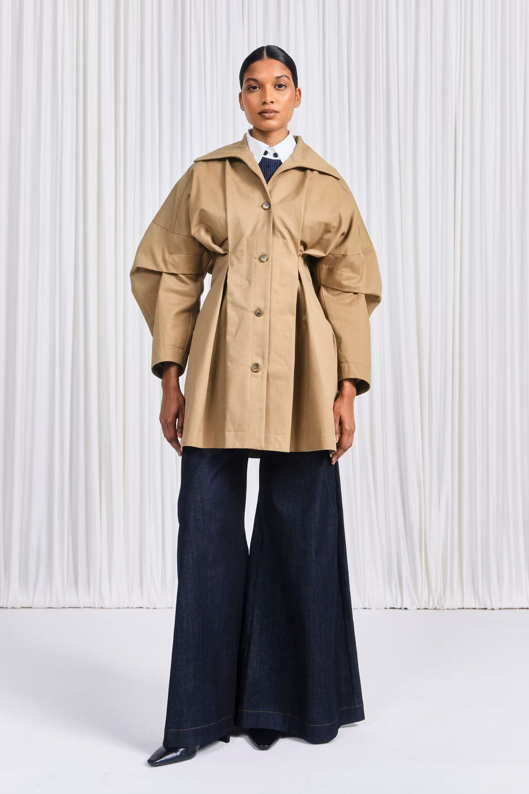The Honesty Opens Coat in Camel Cotton Drill by palmer//harding, view 4
