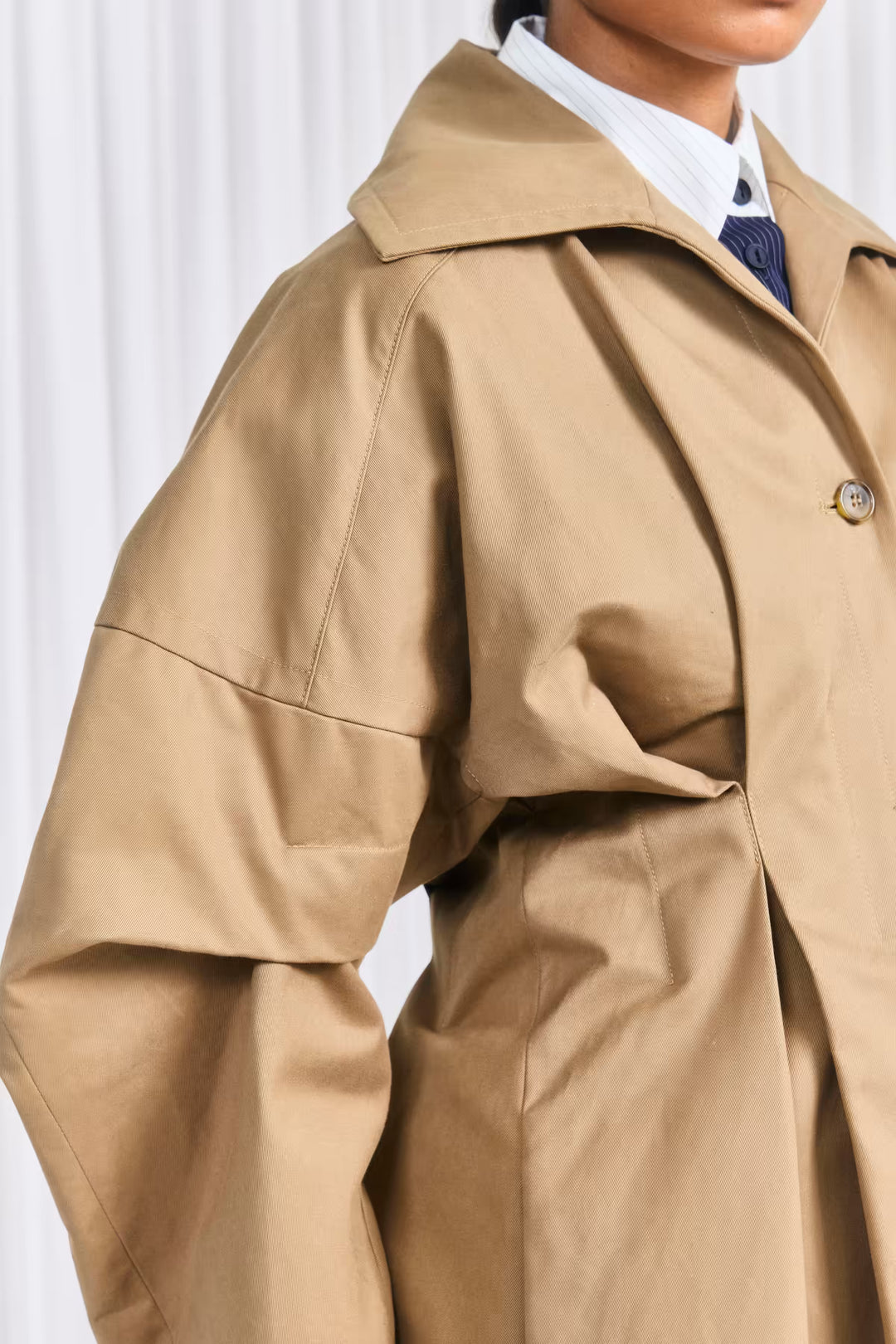 The Honesty Opens Coat in Camel Cotton Drill by palmer//harding, view 8
