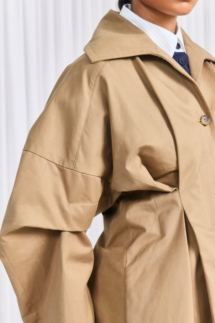 The Honesty Opens Coat in Camel Cotton Drill by palmer//harding, view 8