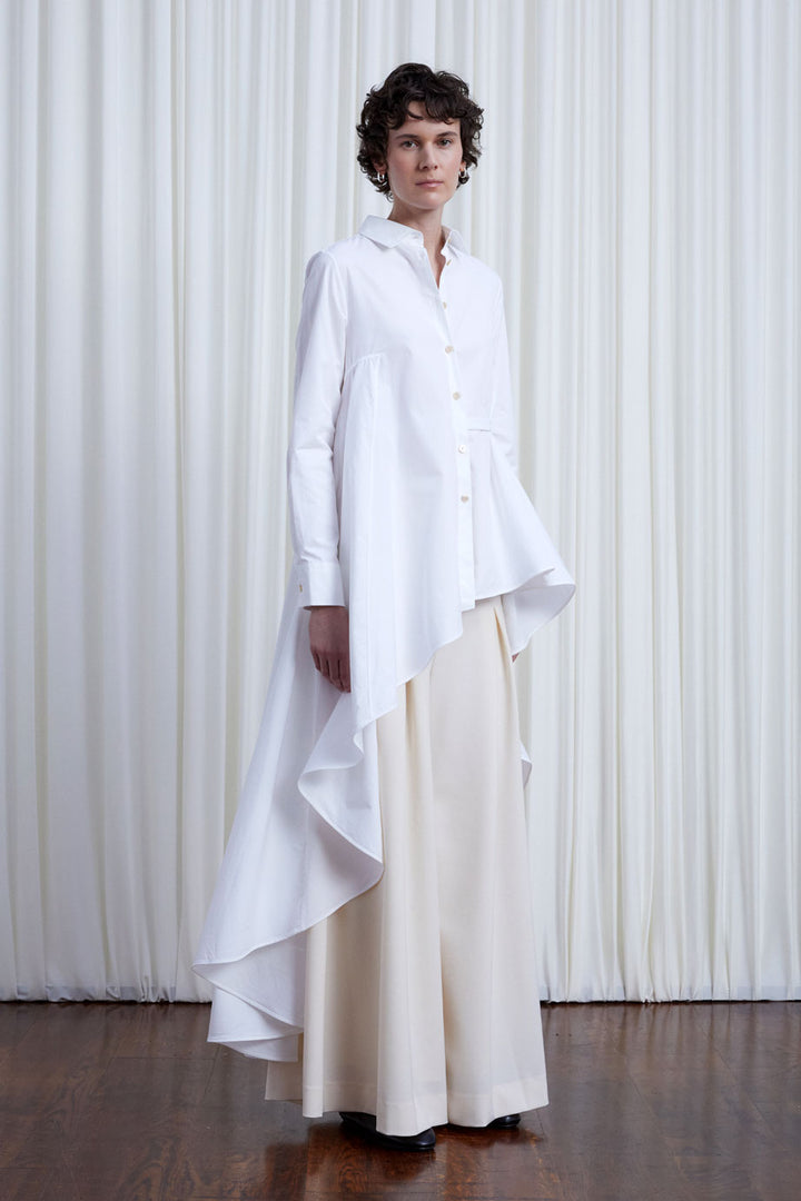 Super Shirt, white cotton long back shirt