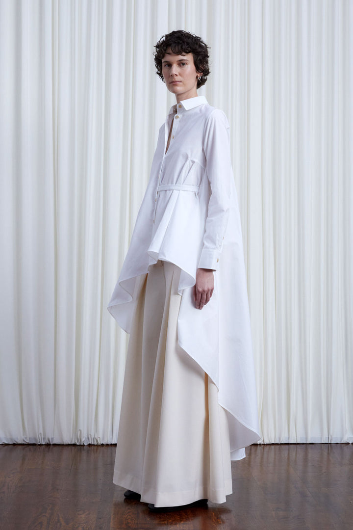 Super Shirt, white cotton long back shirt