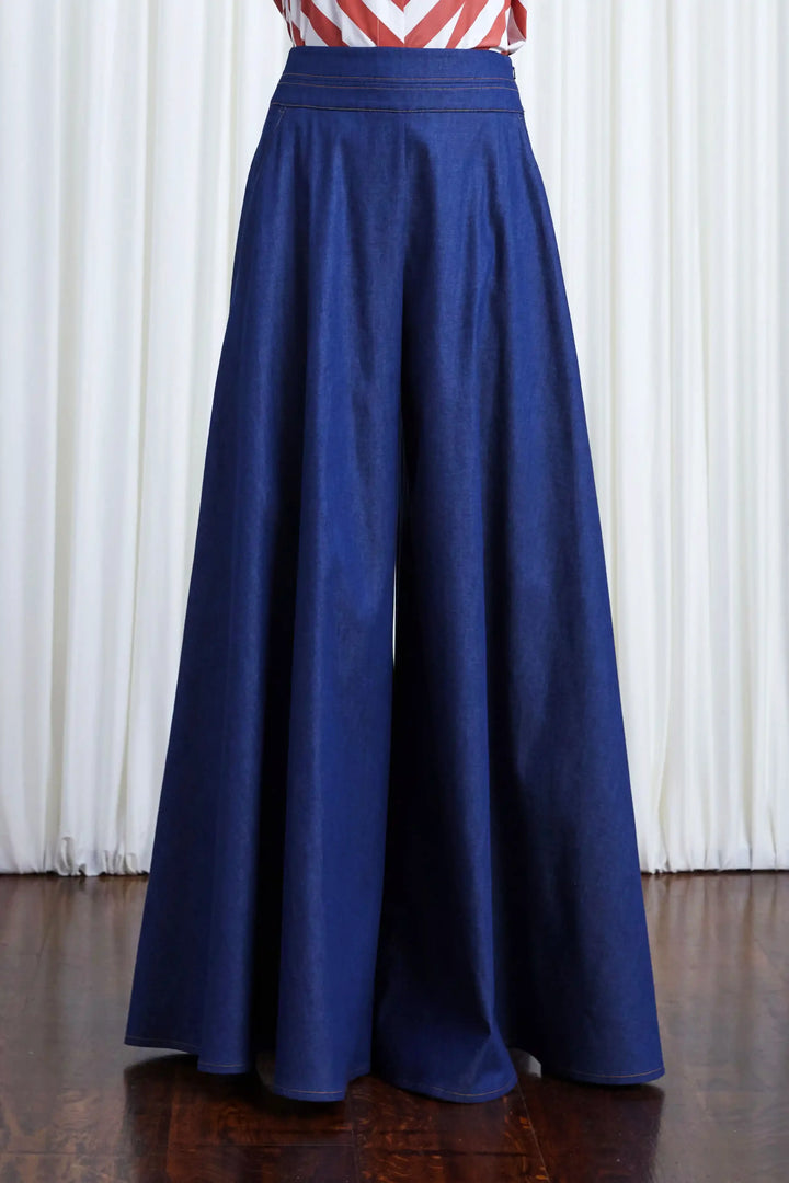 Clarity Jeans, indigo denim wide leg trousers