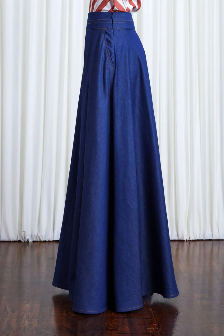 Clarity Jeans, indigo denim wide leg trousers