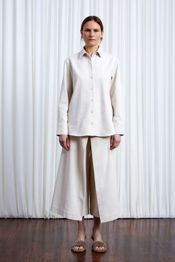 Lovers Shirt, ecru textured denim loose fit shirt