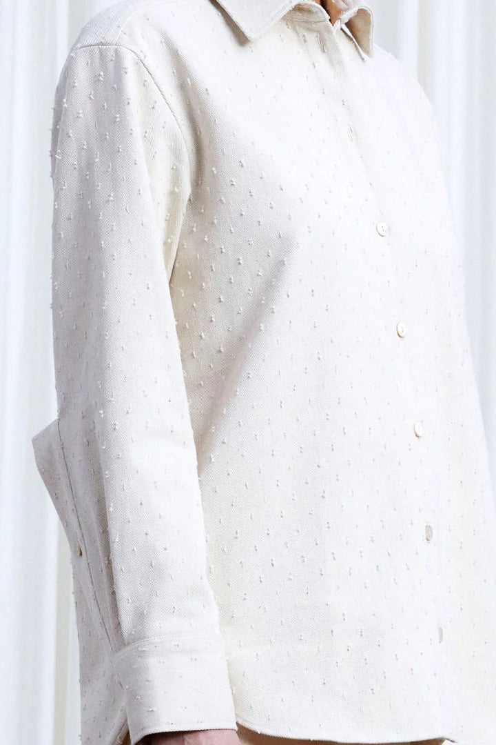 Lovers Shirt, ecru textured denim loose fit shirt