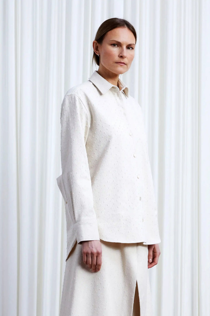 Lovers Shirt, ecru textured denim loose fit shirt