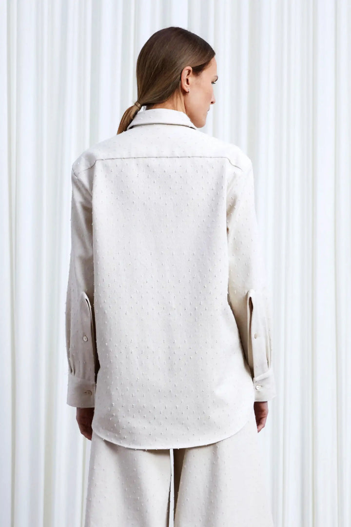 Lovers Shirt, ecru textured denim loose fit shirt