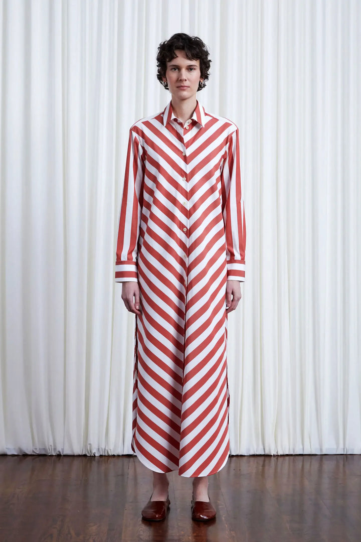 Lovers Dress, red chevron stripe loose fit cotton shirt dress