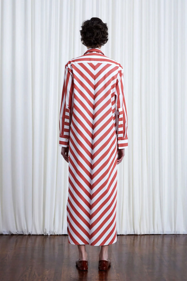 Lovers Dress, red chevron stripe loose fit cotton shirt dress