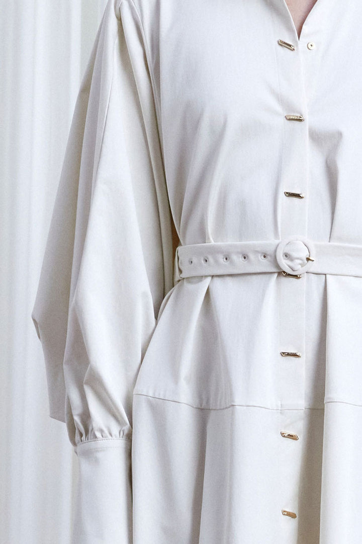Comfort Found Day Dress, Ivory Cotton Twill