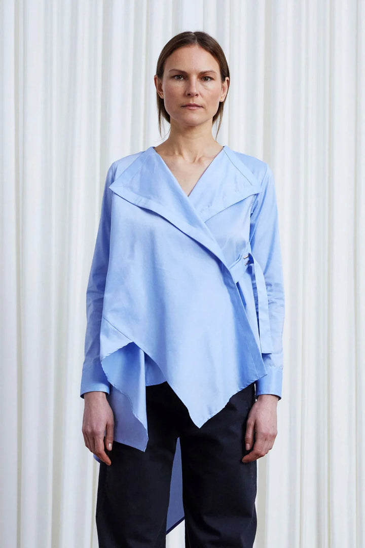 Gentle Collide Shirt, Blue Cotton Poplin