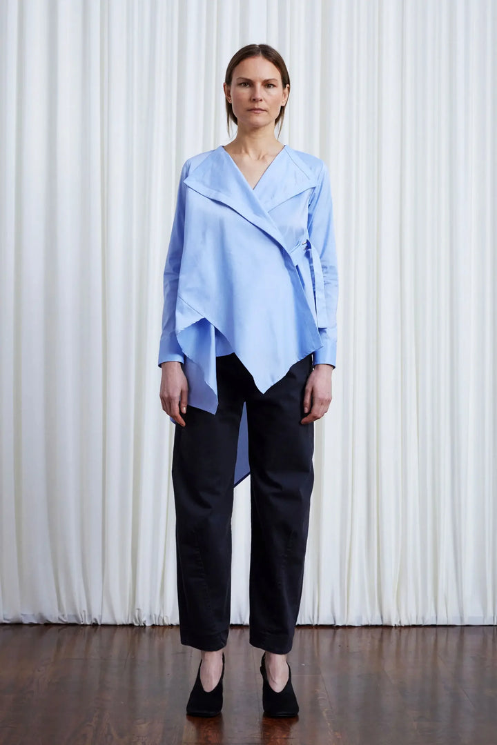 Gentle Collide Shirt, Blue Cotton Poplin