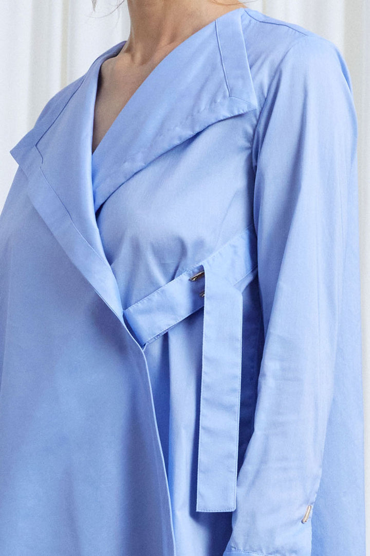 Gentle Collide Shirt, Blue Cotton Poplin