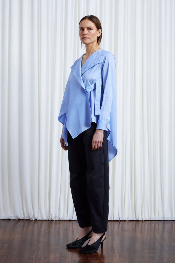 Gentle Collide Shirt, Blue Cotton Poplin