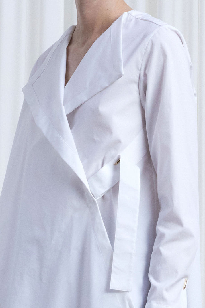 Gentle Collide Shirt, White Cotton Twill