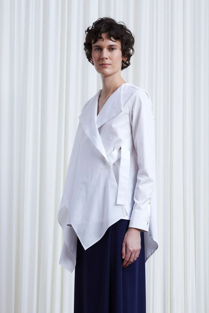 Gentle Collide Shirt, White Cotton Twill