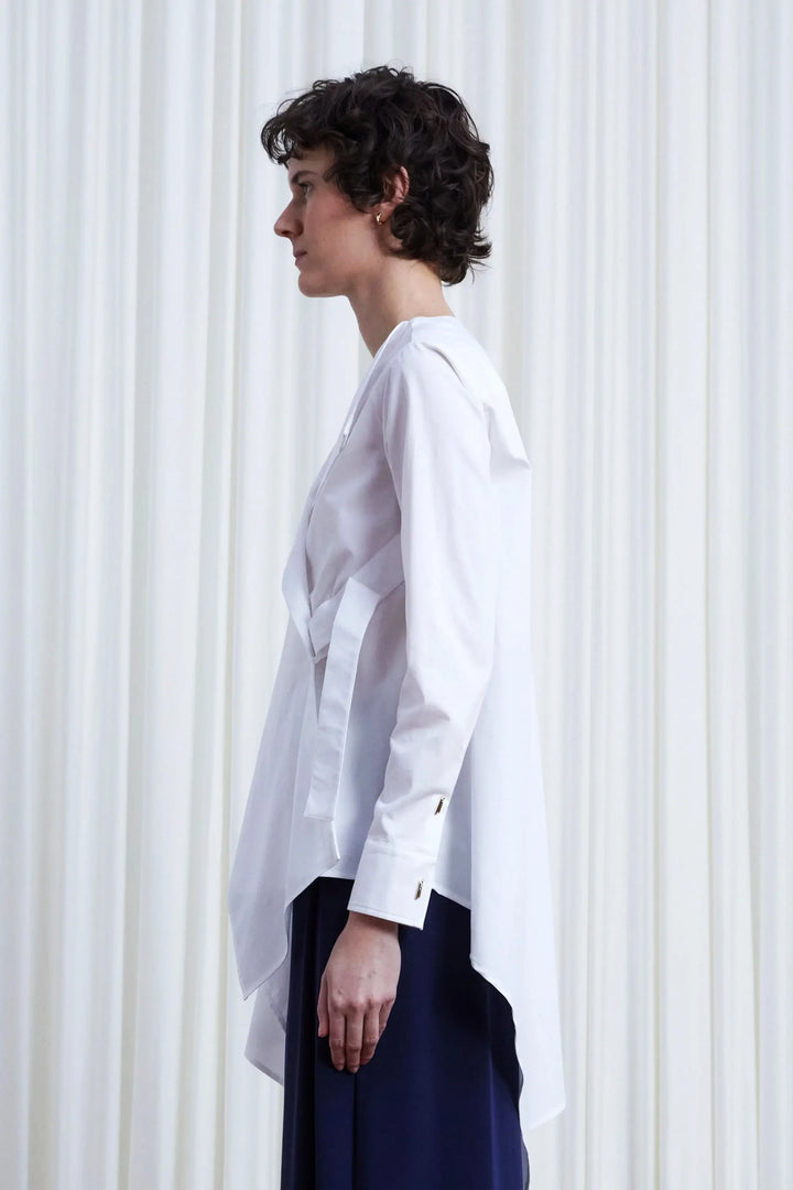 Gentle Collide Shirt, White Cotton Twill