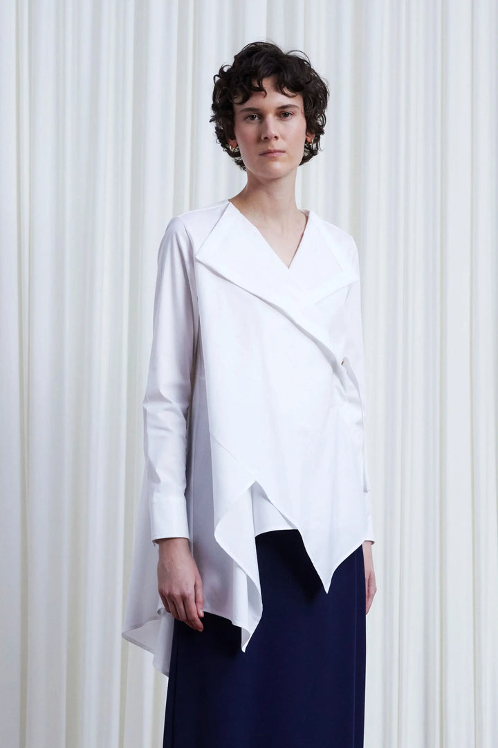 Gentle Collide Shirt, White Cotton Twill