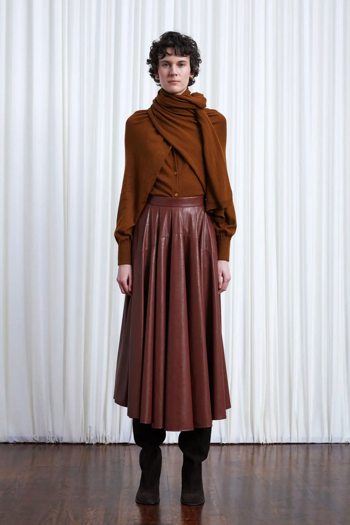 Gentle Collide Skirt, Mahogany Vegan Leather