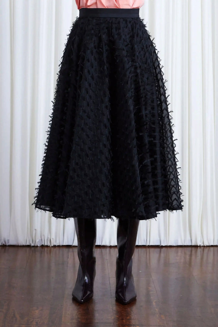 Gentle Collide Skirt, Black Organza Fringe