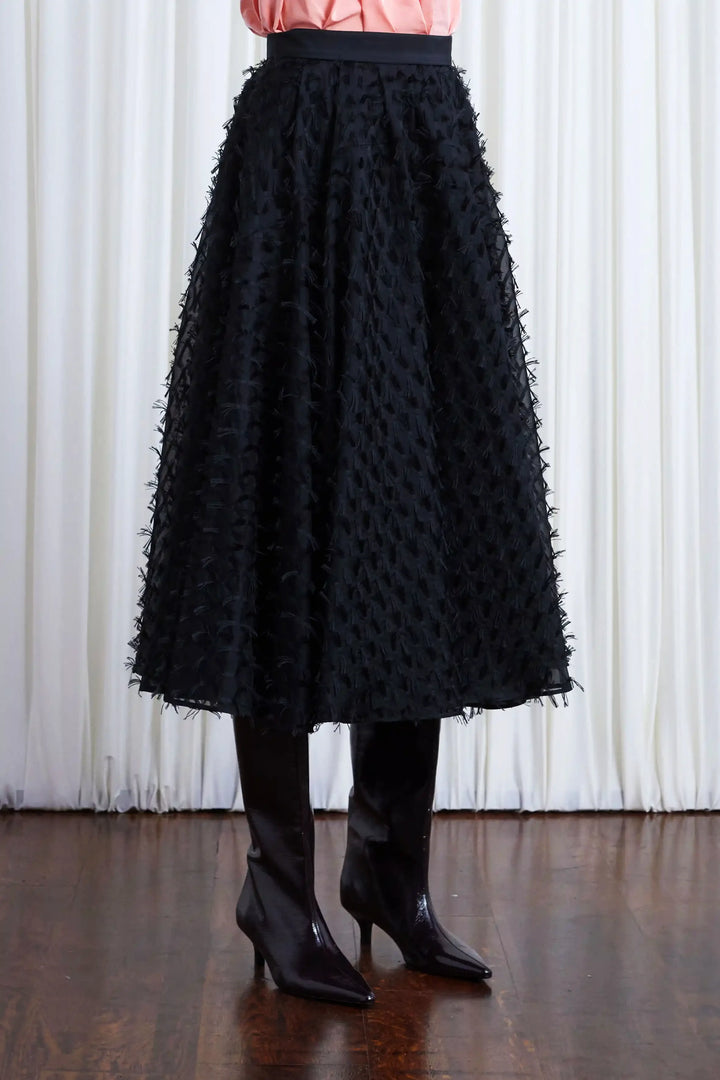 Gentle Collide Skirt, Black Organza Fringe