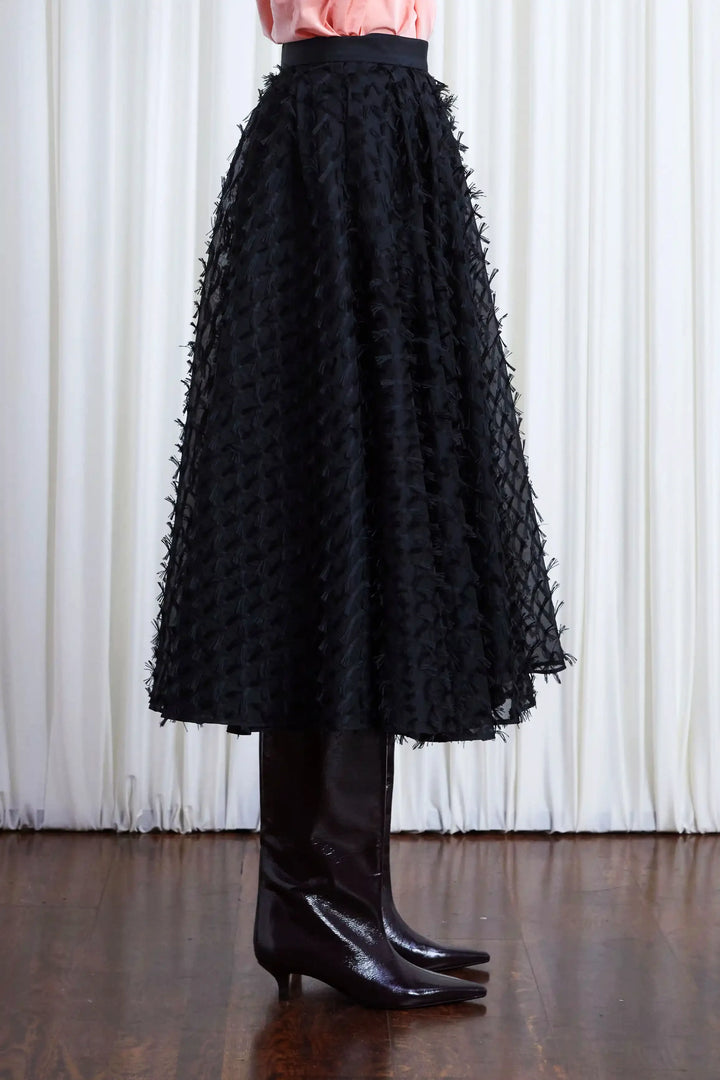 Gentle Collide Skirt, Black Organza Fringe