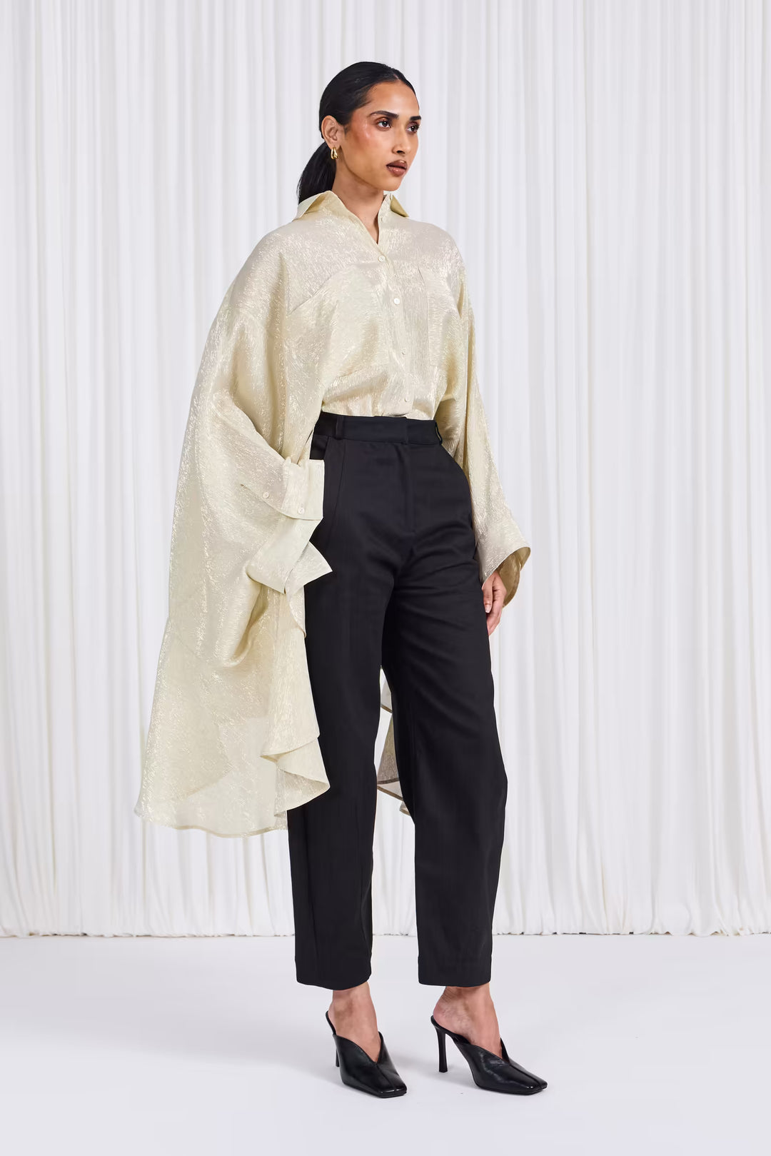 The Poet Shirt in Gold Silk Voile by palmer//harding, view 3