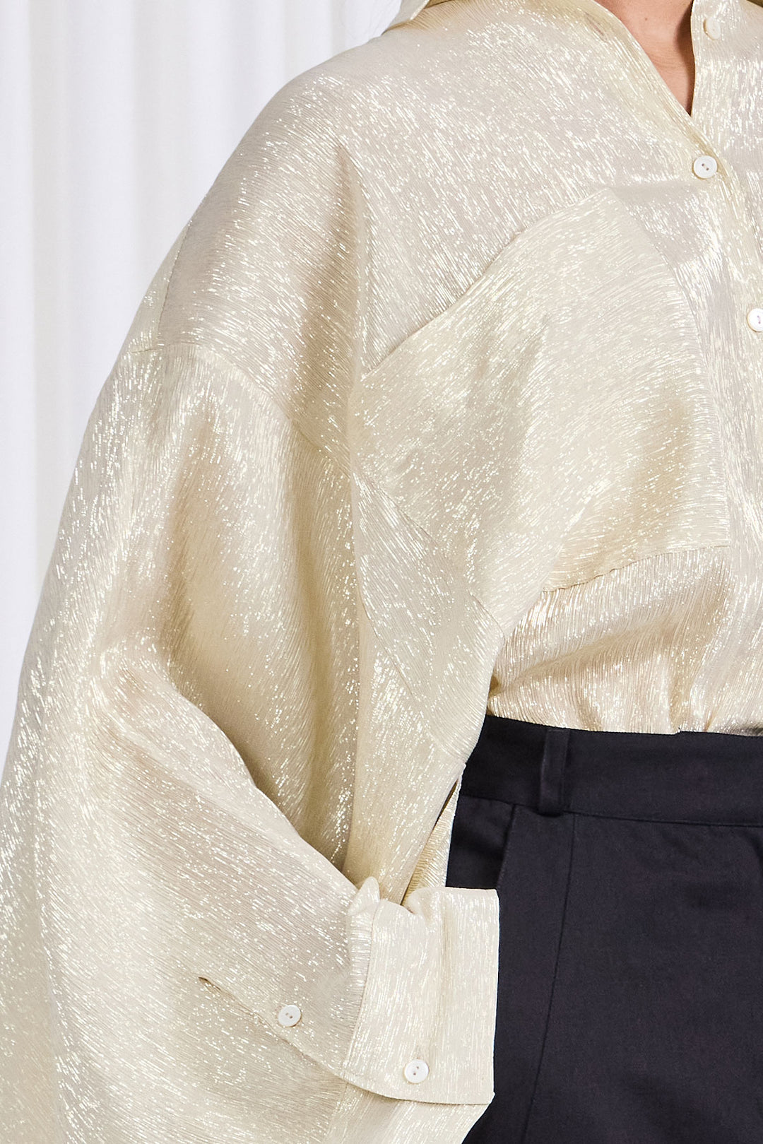 The Poet Shirt in Gold Silk Voile by palmer//harding, view 2