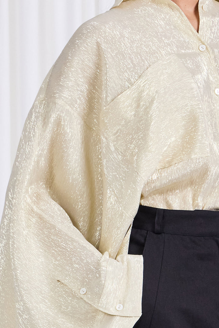 The Poet Shirt in Gold Silk Voile by palmer//harding, view 2