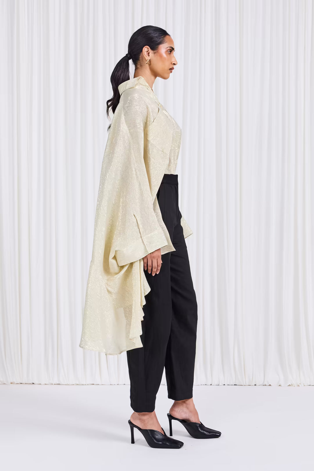 The Poet Shirt in Gold Silk Voile by palmer//harding, view 4