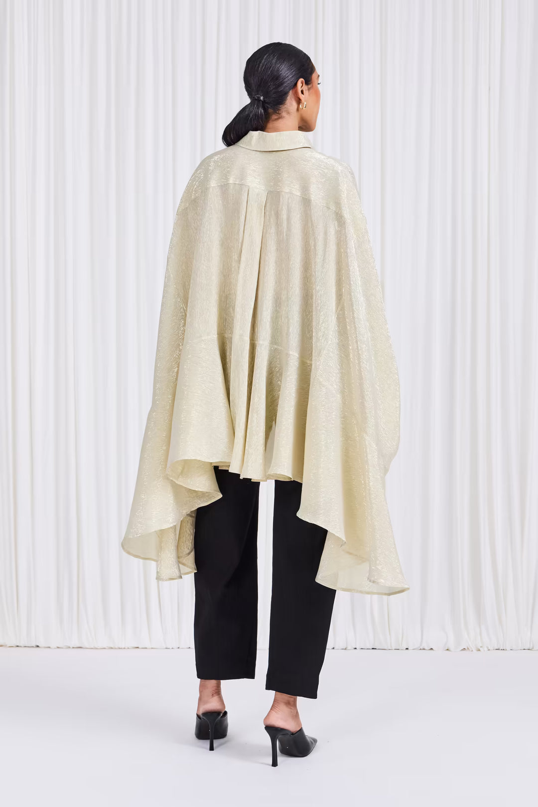 The Poet Shirt in Gold Silk Voile by palmer//harding, view 5