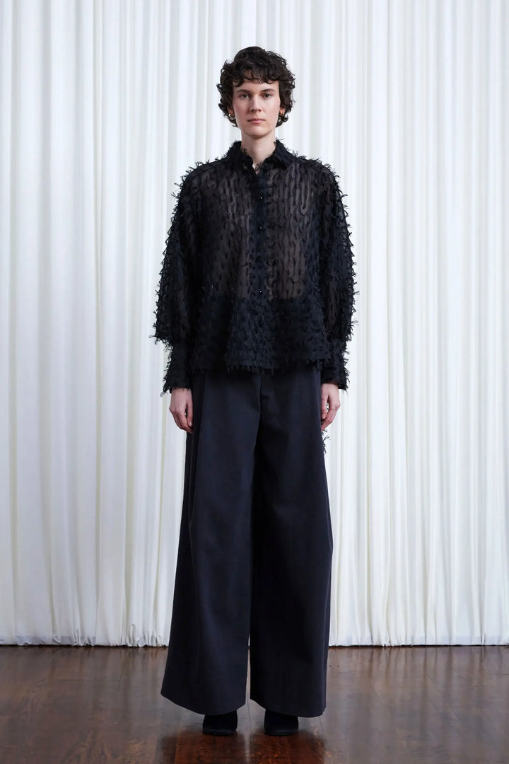 Comfort Found Shirt, Black Organza Fringe