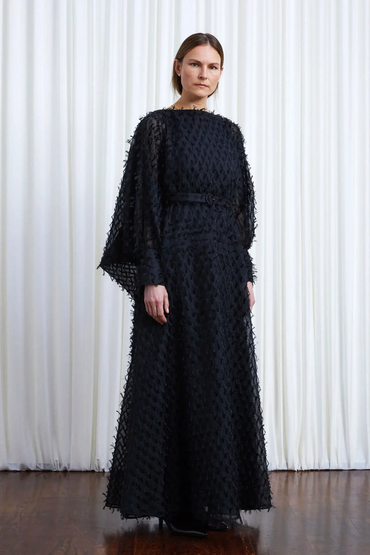 Comfort Found Gown, Black Organza Fringe