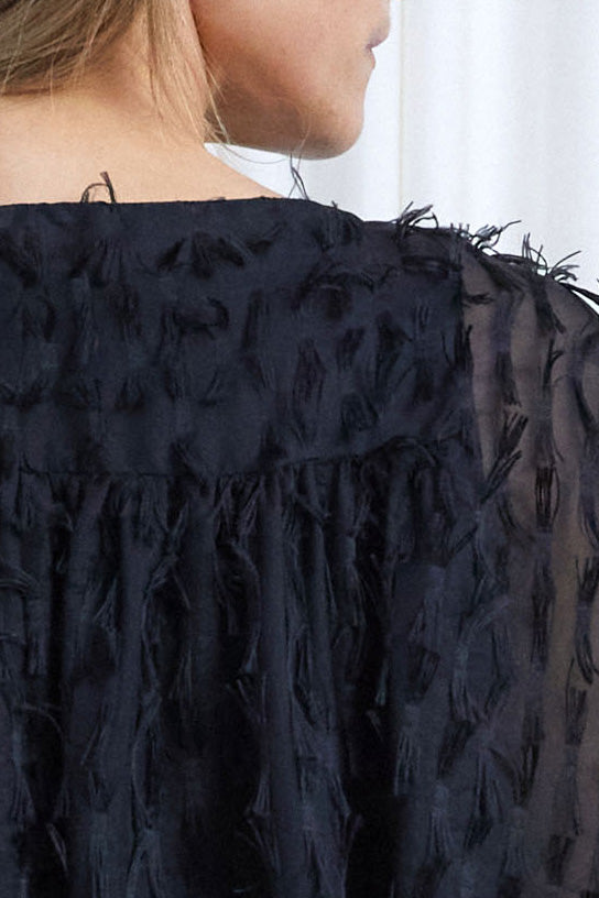 Comfort Found Gown, Black Organza Fringe