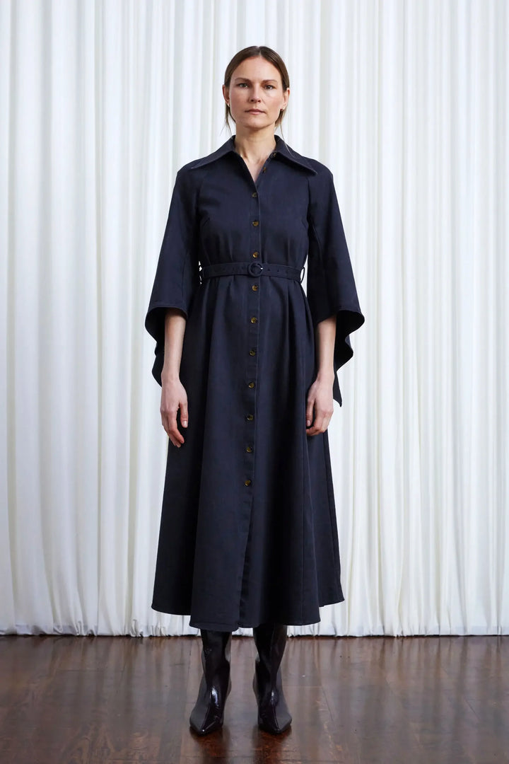 Devoted Dress, Charcoal Denim