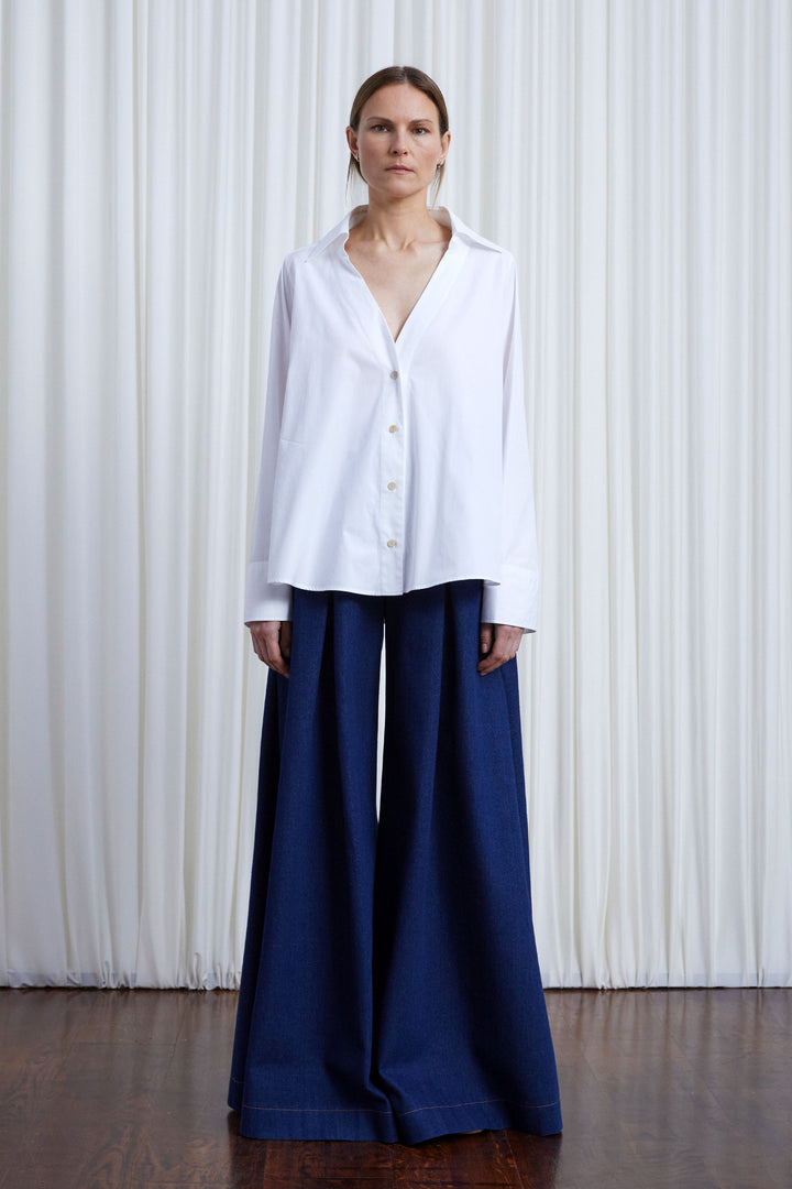 Reset Shirt, white cotton a-line shirt