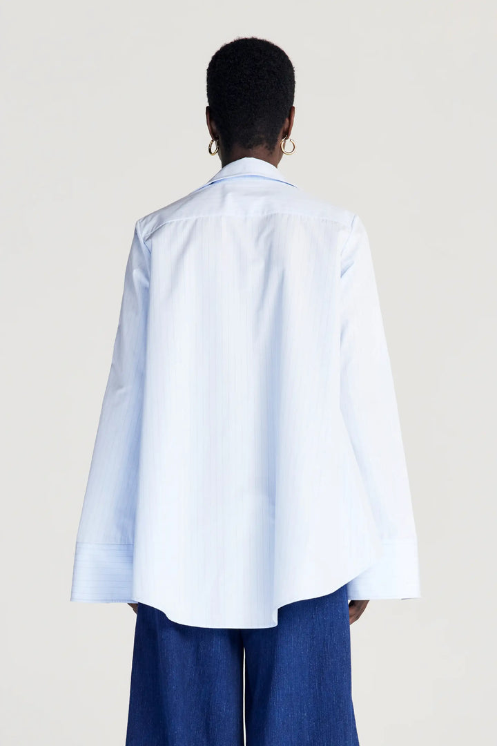 Fracture Shirt, blue cotton a-line shirt