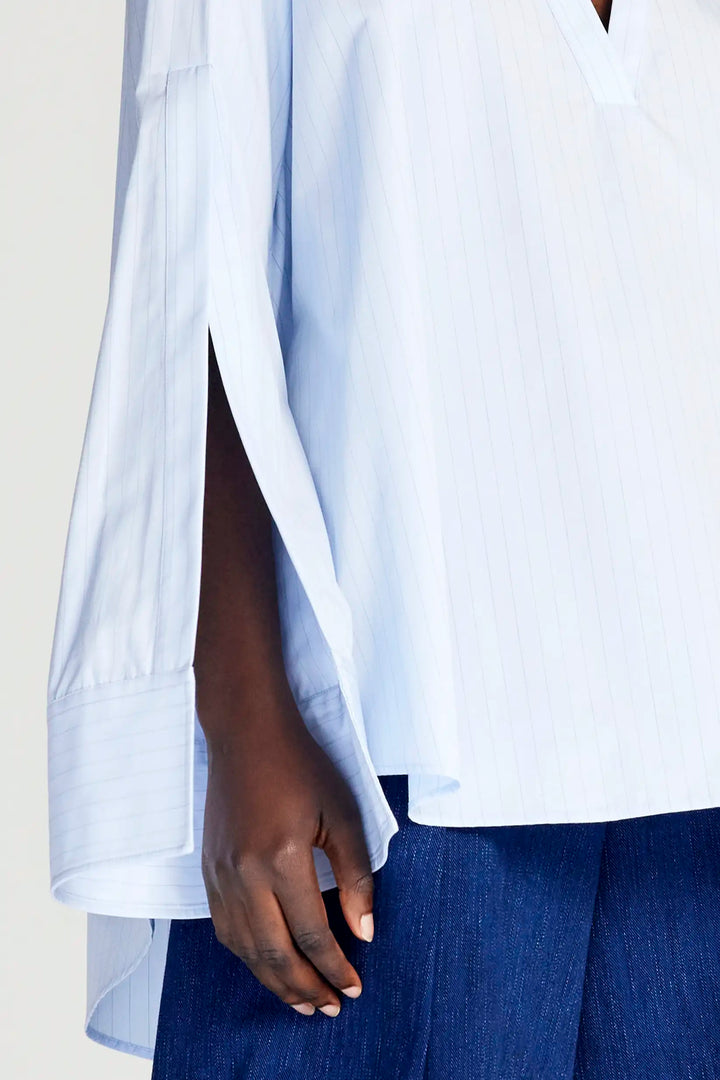 Fracture Shirt, blue cotton a-line shirt