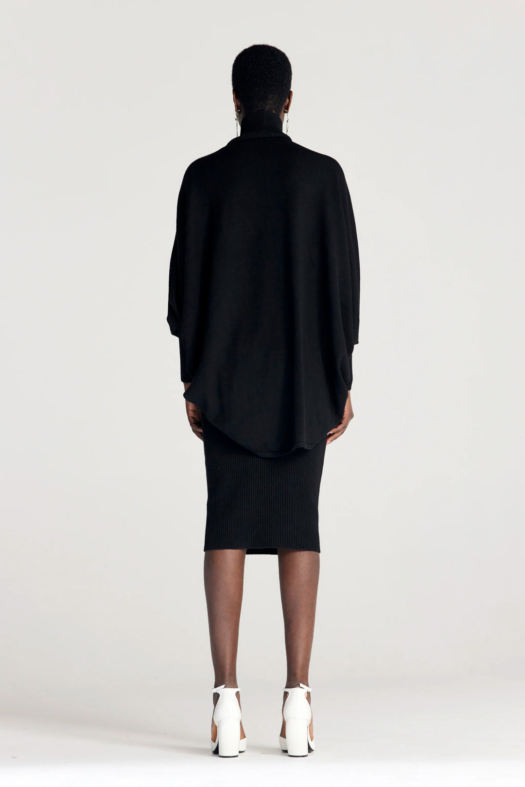 Resolute Dress, black knit draped dress