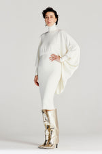 Resolute Dress, ivory knit draped dress