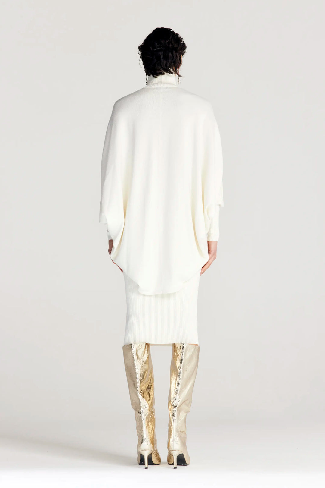 Resolute Dress, ivory knit draped dress