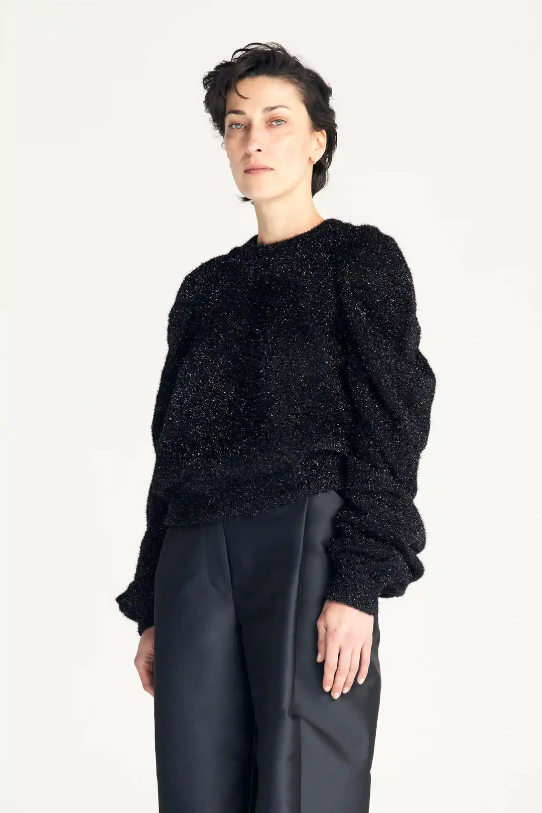 The Plenitude Jumper in Black Sparkle Knit by palmer//harding, view 3
