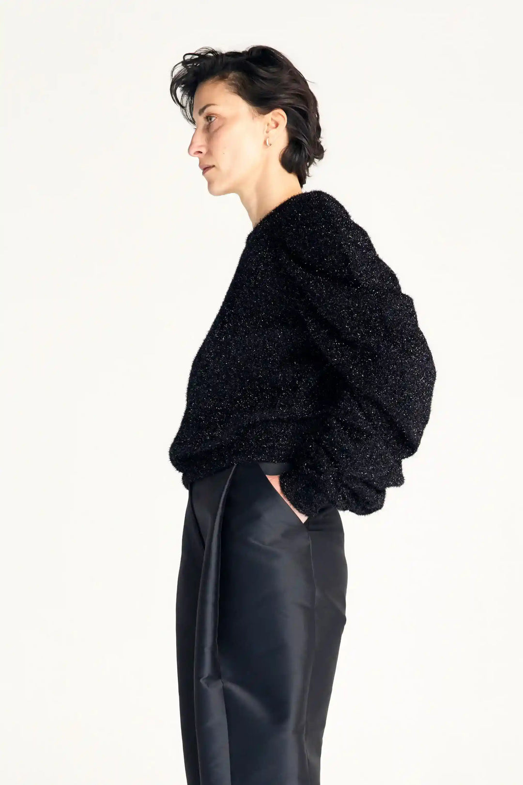The Plenitude Jumper in Black Sparkle Knit by palmer//harding, view 4