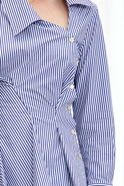 Hold Close Shirt, blue striped cotton fitted shirt