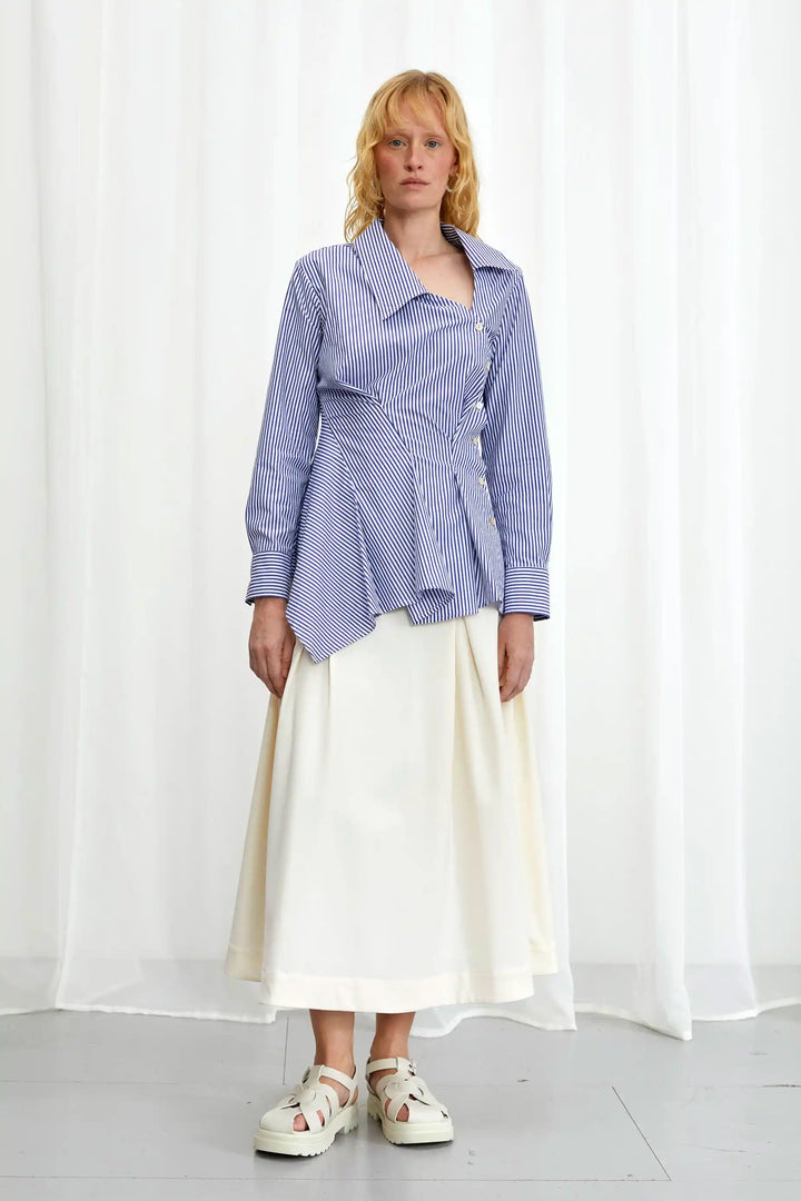 Hold Close Shirt, blue striped cotton fitted shirt