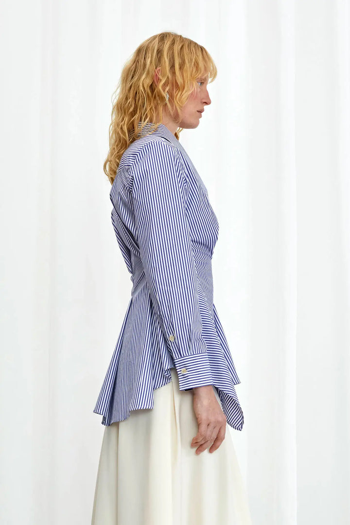 Hold Close Shirt, blue striped cotton fitted shirt