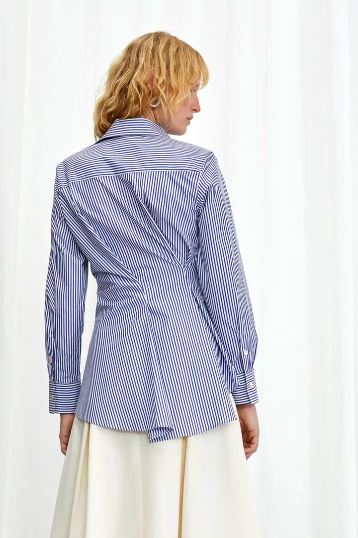 Hold Close Shirt, blue striped cotton fitted shirt