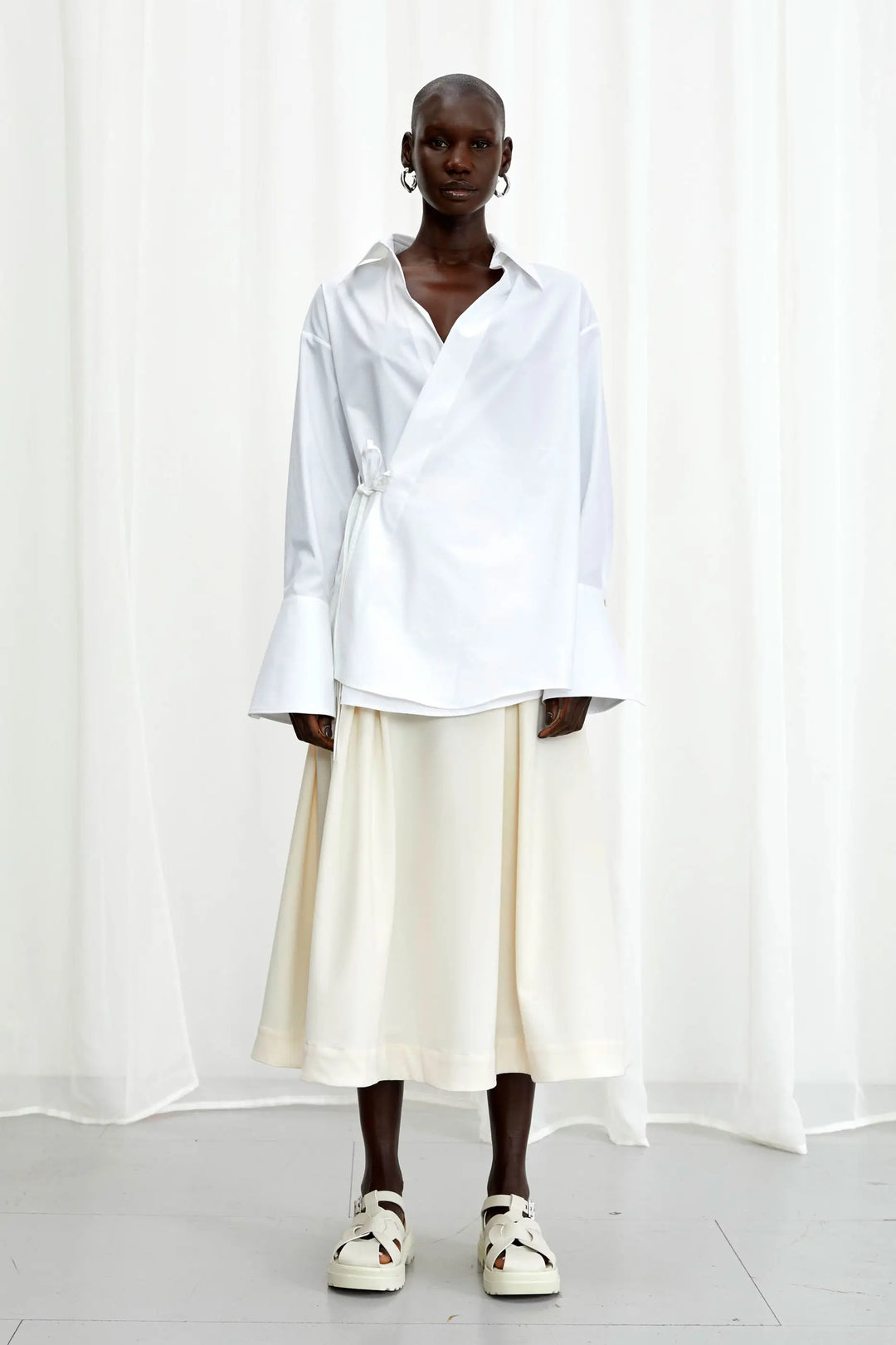 Love Revisited Shirt, white cotton wrap shirt